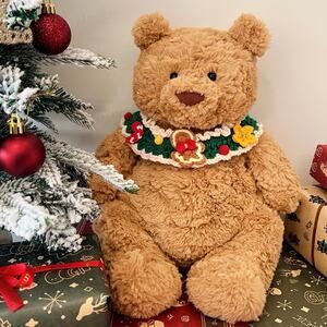 Christmas Crochet Bib Outfit for Plush Toys – Medium/Large Size (MXM-B50)